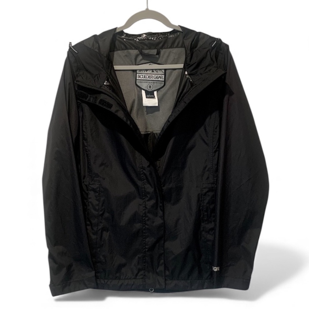 Boulder Gear Women's Stratus Rain Jacket Black Lightweight Packable Coat Large L - Picture 3 of 8